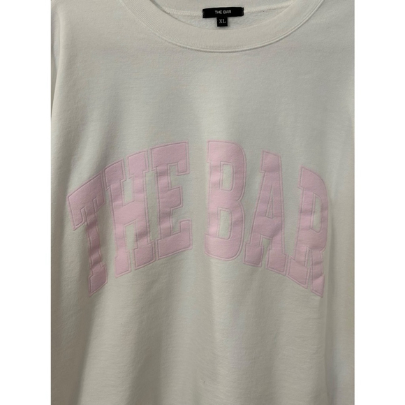 Women’s The Bar Varsity Sweatshirt XL White/Pink - Picture 5 of 9